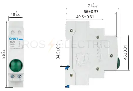 Индикатор ND9-1b синий , AC/DC230В (LED) (R) CHINT 594123 - Ros-Electric