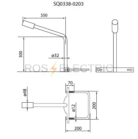 Кронштейн К1П-0,3-0,35 на опору с 1 хомутом TDM SQ0338-0203 - Ros-Electric