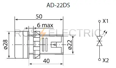 Лампа AD-22DS(LED)матрица d22мм зеленый 230В TDM SQ0702-0004 - Ros-Electric
