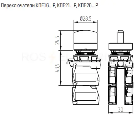 КПЕ2630Р-черный-3но+0нз-ручка-фикс-3поз-IP65 КЭАЗ 271711 - Ros-Electric