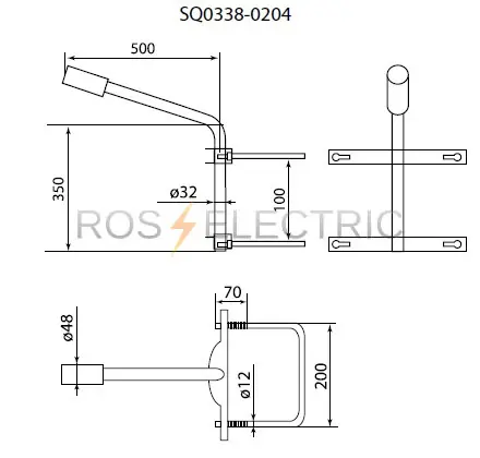 Кронштейн К1П-0,35-0,5 на опору с 2 хомутами TDM SQ0338-0204 - Ros-Electric