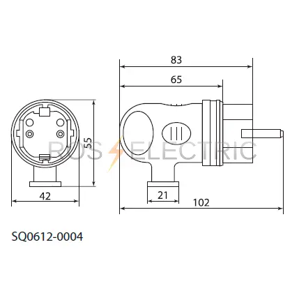 Вилка угловая с ушком каучук 2Р+РЕ 16А 250В IP44 TDM SQ0612-0004 - Ros-Electric