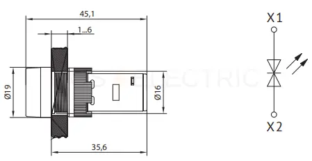 Лампа AD16DS(LED) матрица D16мм зеленый 230В AC IP65 КЭАЗ 357821 - Ros-Electric