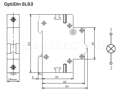 Индикатор модульный OptiDin SL63-Y-110AC-УХЛ3 КЭАЗ 138611 - Ros-Electric