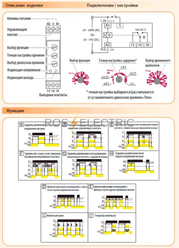 Многофункциональное реле времени ETR-10 24-240V AC/24-75V DC (1x16A_AC1) ETI Elektroelement 2472200 - Ros-Electric