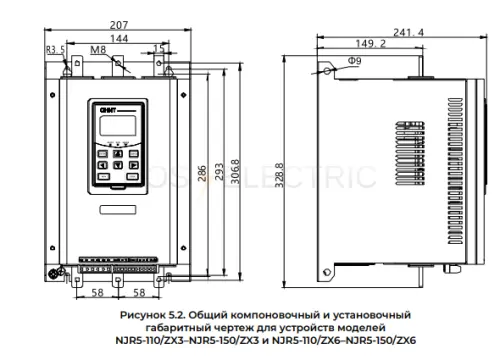 Устройство плавного пуска NJR5-150/ZX6 150А 132кВт 690В CHINT 438339 - Ros-Electric