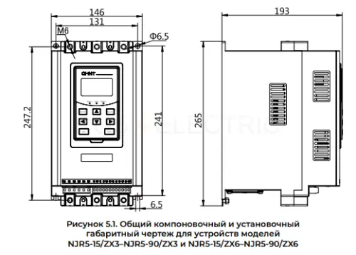 Устройство плавного пуска NJR5-90/ZX3 90А 45кВт 380В CHINT 438268 - Ros-Electric