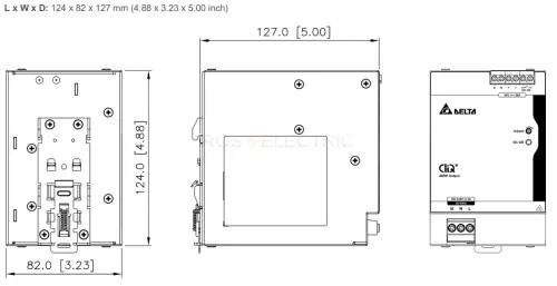 Блок питания 480Вт, 20А, 88-264В AC / 24В DC Delta Electronics DRP-24V480W1CBN - Ros-Electric
