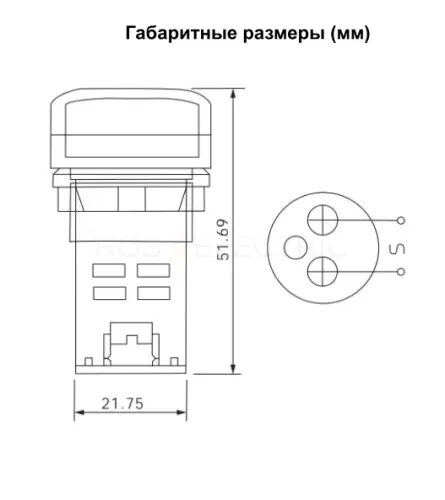 Индикатор значения напряжения AD-22 (LED) d22мм красный IP54 HLT ELECTRIC 085-06-250 - Ros-Electric