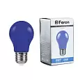 Лампа светодиодная FERON LB-375, A50 (шар), 3W 230V E27 (синий), рассеиватель матовый синий, угол ра 25923 FERON
