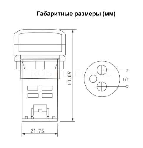 Индикатор тока AD-22 (LED) d22мм  желтый IP54 HLT ELECTRIC 085-06-258 - Ros-Electric