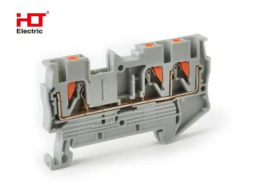 Зажим пружинный с нажимной кнопкой PT-2.5мм2 двойной 24A HLT ELECTRIC 081-25-017 - Ros-Electric