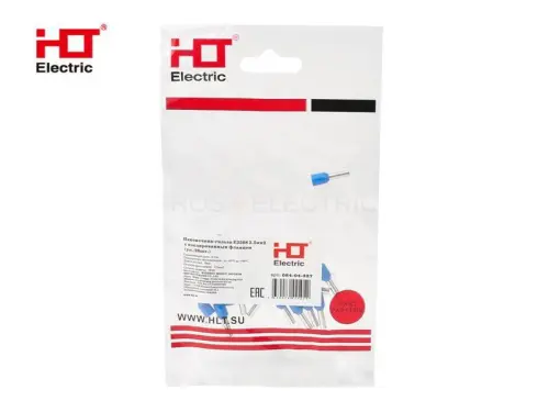 Наконечник-гильза Е2508 2.5мм² с изолированным фланцем (уп./20 шт) HLT ELECTRIC 084-04-327 - Ros-Electric