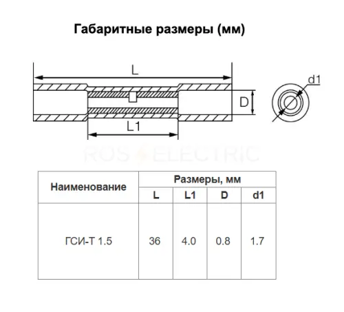 Соединительные наконечники-гильзы ГСИ-Т 1.5 красный (уп./100 шт) HLT ELECTRIC 084-13-043 - Ros-Electric