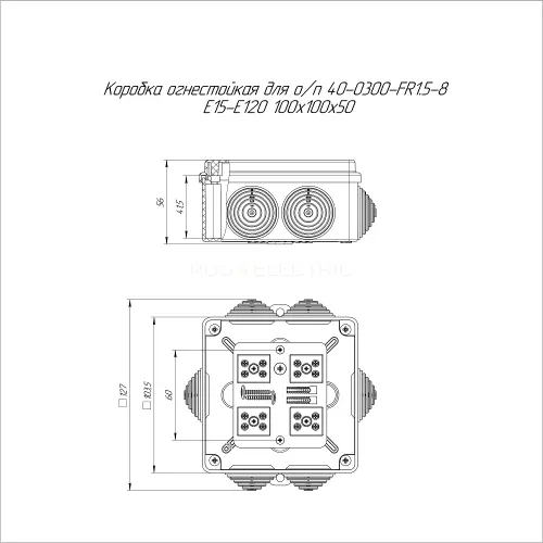 Коробка огнестойкая для о/п 40-0300-FR1.5-8 Е15-Е120 RAL7035 100х100х50 (14 шт/кор) Промрукав 40-0300-7035-FR1.5-8 - Ros-Electric