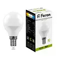 Лампа светодиодная FERON LB-550, G45 (шар малый), 9W 230V E14 4000К (белый), рассеиватель матовый бе 25802 FERON