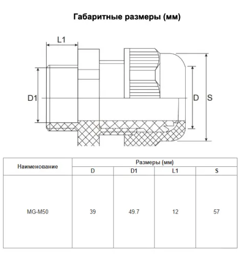 Метрическая резьба  MG-M50 диаметр проводника 32-38мм IP68 HLT ELECTRIC 083-02-27 - Ros-Electric