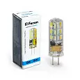 Лампа светодиодная FERON LB-422, JC (капсульная), 3W 12V G4 6400К (дневной), рассеиватель прозрачный 25533 FERON