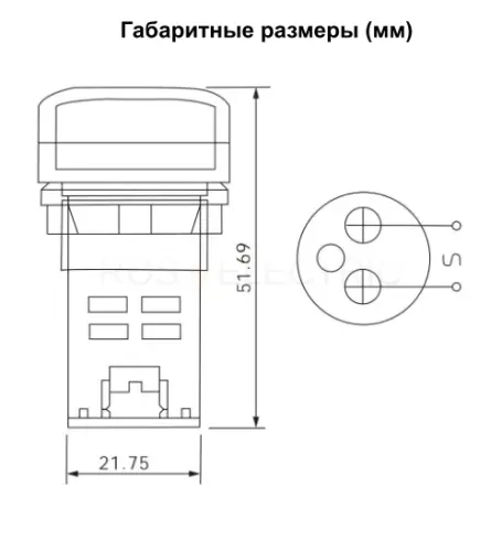 Индикатор значения напряжения AD-22 (LED) d22мм  желтый IP54 HLT ELECTRIC 085-06-252 - Ros-Electric