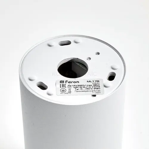 Светильник накладной под лампу, спот неповоротный (ИПО) FERON ML175, GU10 35W, 230V, IP20, цвет белы FERON 32634 - Ros-Electric