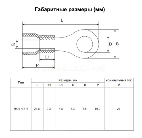 Наконечник НКИ-Н 2-4 кольцо 1,5-2,5мм (уп./100 шт) HLT ELECTRIC 084-04-517 - Ros-Electric