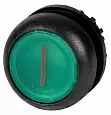 M22S-DL-G-X1 Головка кнопки с подсветкой, без фиксации ,цвет зеленый с обозначением I, черное лицево 216939 EATON