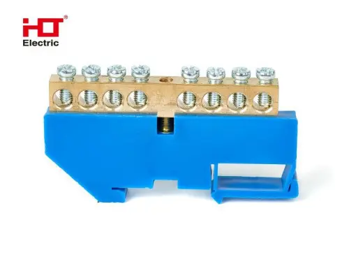 Шина N "ноль" на DIN-изол ШНИ-6х9-12-Д-синяя (уп/1 шт.) HLT ELECTRIC 081-03-056 - Ros-Electric