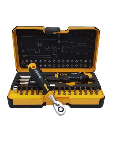 Набор бит SL/HEX/PH/PZ/Tx/SQ/SPANNER/BH/MS с трещоткой и отвертка с держателем бит ERGONIC в кейсе,  Felo 05783606 - Ros-Electric