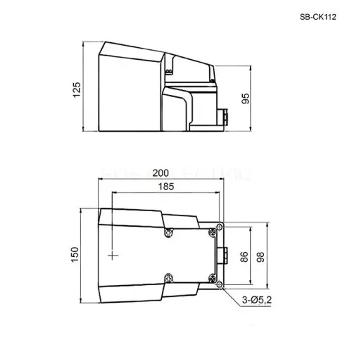 Переключатель ножной педальный SB7-CK112, номинальное напряжение 250 В, ток 10 А, с защитой для ног  Ruichi 123406 - Ros-Electric