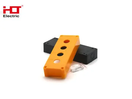 Корпус КП104 пластиковый 4 кнопки желтый HLT ELECTRIC 085-11-008 - Ros-Electric
