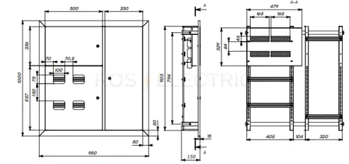 Щит этажный 7 кв, RAL9001 (1000х950х150) Basic EKF mb28-v-7-r9001 - Ros-Electric
