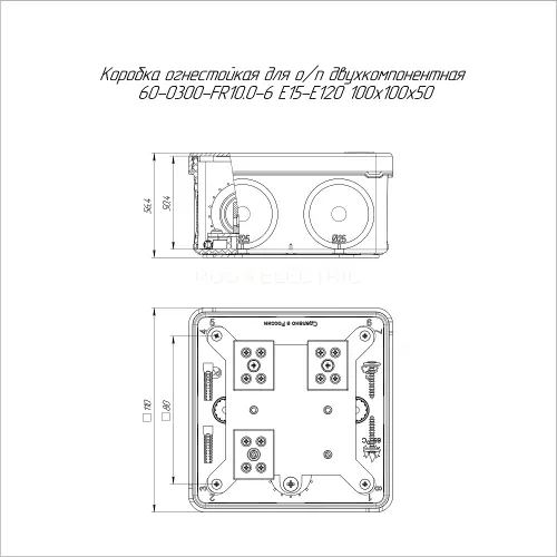 Коробка огнестойкая для о/п двухкомпонентная 60-0300-FR10.0-6 Е15-Е120 RAL2003 100х100х50 (14 шт/кор Промрукав 60-0300-FR10.0-6 - Ros-Electric