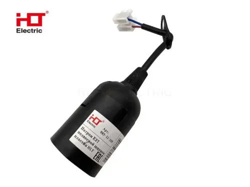 Патрон Е27 подвесной с шнуром пластик черный HLT ELECTRIC 085-11-105 - Ros-Electric