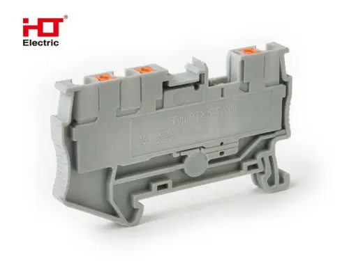 Зажим пружинный с нажимной кнопкой PT-2.5мм2 двойной 24A HLT ELECTRIC 081-25-017 - Ros-Electric