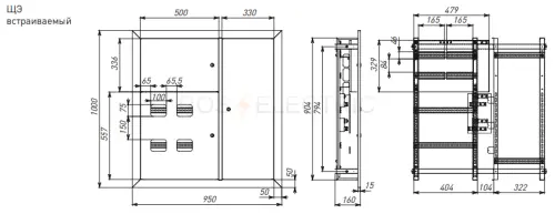 Щит этажный 7 кв, RAL7024 (1000х950х150) PROxima EKF mb29-v-7-ral7024 - Ros-Electric