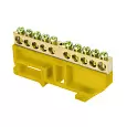 Шина "0" N (6х9мм) 10 отверстий латунь желтый изолятор на DIN-рейку розничный стикер EKF PROxima sn0-63-10-dz-r EKF/ЭКФ