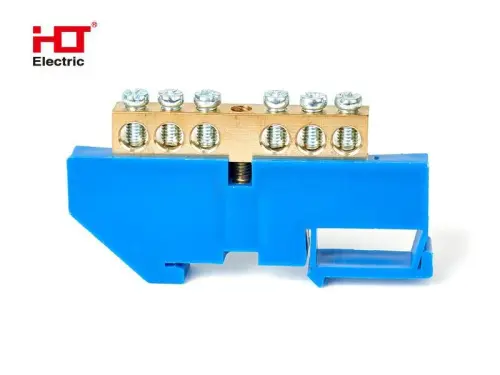 Шина N "ноль" на DIN-изол ШНИ-6х9-6-Д-синяя (уп/1 шт.) HLT ELECTRIC 081-03-054 - Ros-Electric