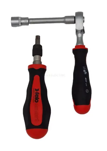 Набор бит SL/PH/Tx/HEX и головок с трещоткой ERGONIC и рукояткой SMART в кейсе, 29 шт Felo 06081506 - Ros-Electric