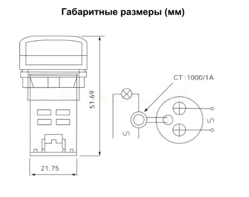 Индикатор значения тока и напряжения AD-22 (LED) d22мм красный IP54 HLT ELECTRIC 085-06-259 - Ros-Electric