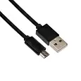 USB кабель microUSB, шнур в металлической оплетке черный 18-4221 Noname