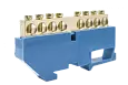 Шинки нулевые латунные на дин-опоре ШНИ 8х12мм 8 отв. цвет синий DBN-28-08N ENGARD