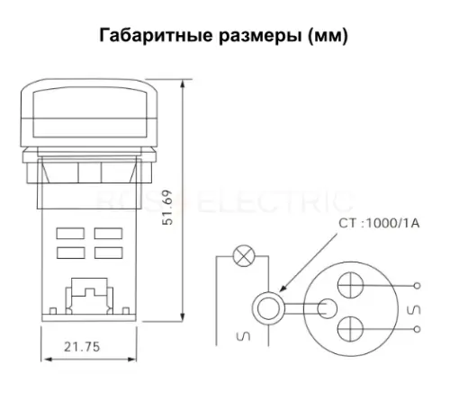 Индикатор значения тока и напряжения AD-22 (LED) d22мм желтый IP54 HLT ELECTRIC 085-06-261 - Ros-Electric