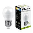 Лампа светодиодная FERON LB-550, G45 (шар малый), 9W 230V E27 4000К (белый), рассеиватель матовый бе 25805 FERON