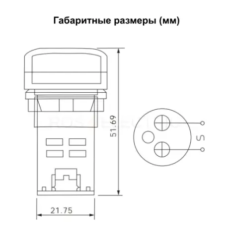 Индикатор значения напряжения AD-22 (LED) d22мм зеленый IP54 HLT ELECTRIC 085-06-251 - Ros-Electric