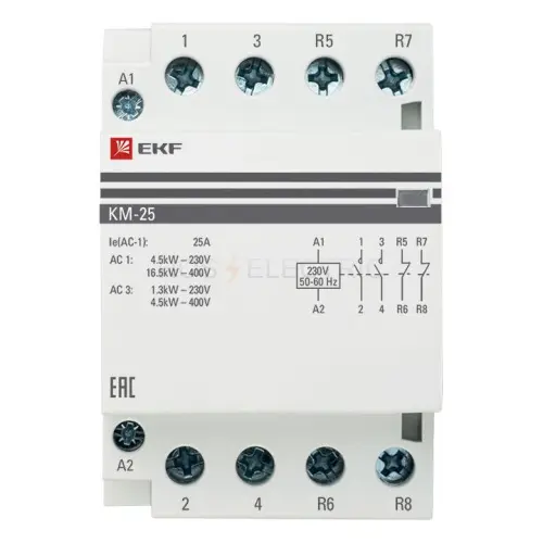 Контактор модульный КМ 25А 2NО+2NC (3 мод,) PROxima EKF km-3-25-22 - Ros-Electric