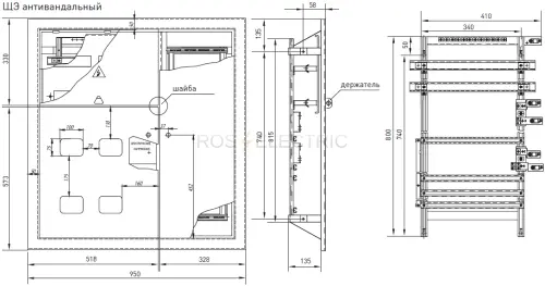 Щит этажный 4 кв-й антивандальный (1010х950х160) EKF mb05-08-00 - Ros-Electric