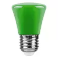 Лампа светодиодная FERON LB-372, C45 (колокольчик), 1W 230V E27 (зеленый), рассеиватель матовый зеле 25912 FERON