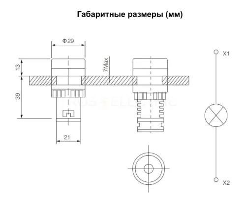 Лампа AD16-22DS(LED)матрица d22мм желтый 36В IP40 HLT ELECTRIC 085-06-12 - Ros-Electric