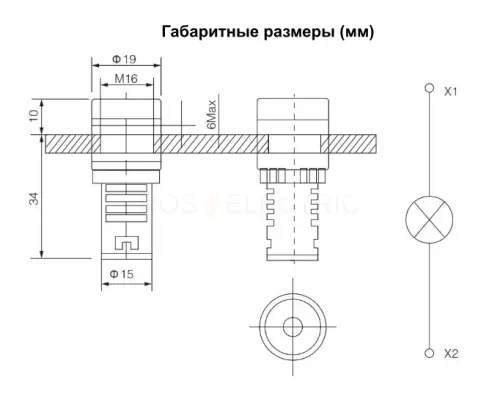 Лампа AD16-16DS(LED)матрица d16мм красный 230В IP40 HLT ELECTRIC 085-06-04 - Ros-Electric