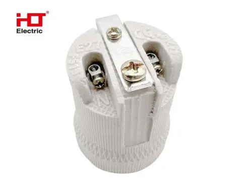 Патрон керамический E27 с держателем HLT ELECTRIC 085-04-003 - Ros-Electric